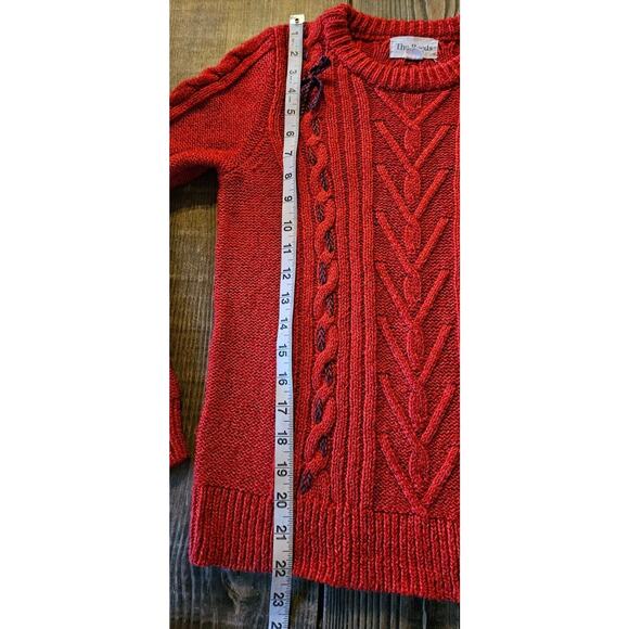 The Reeds Sweater Womens Small Red Cable Knit Lace Up Bow Preppy Chunky Academia - Picture 6 of 9